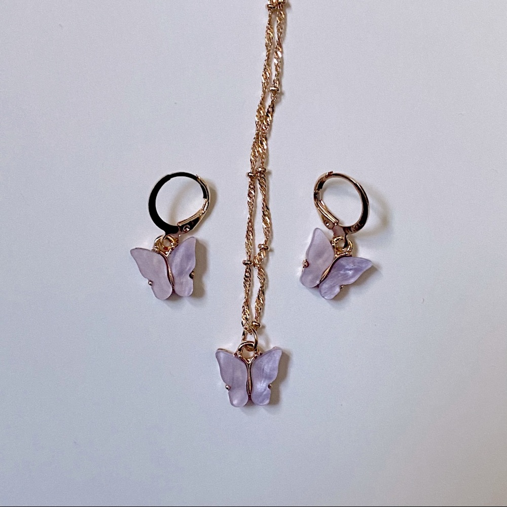 Purple Necklace and Earrings Set